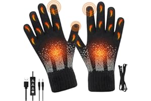 KMOCEPLY USB Heated Gloves Liners and Lanyard Electric Rechargeable Battery Heat Gloves Thermal Gloves for Freezer Work Skiing Cycling Motorbike Driving Hunting Skateboarding Athritis