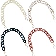 Acrylic Handbag Strap Chain,4 Colors Long Acrylic Fishbone Chain Purse Decoration Chain Strap with Light Gold Alloy Swivel Clasp Handle Strap Replacement for Crossbody Shoulder Bag Handbag Decorations