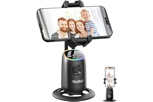 Soporte Seguimiento Facial, Rollei Easy Creator Desktop Trípode Móvil 360° Seguimientos Automático AI Palo Selfie de Teléfono con Tipo C Carga para Tiktok Youtube Live Streaming Video Grabación Vlog