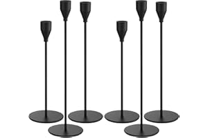 LIAILA Juego de 6 candelabros para Velas, Porta Velas en Tres Alturas de 33/28/23cm, candelabros Decorativos Retro y Elegantes adecuados para Bodas, Fiestas, cumpleaños y decoración del hogar(Negro)