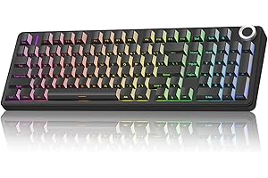 AULA F99Pro Silent Mechanical Keyboard,Tri-mode Wireless Gaming Keyboards with Control Knob,Gasket Structure,Side Translucency,RGB Backlight,Hot Swappable Custom Keyboard (BLACK-Trans)