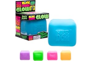 SCHYLLING NeeDoh Nice Cube Glow In The Dark 3 Pack - Glowing Fidget Toy For Kids, Nee Doh Squishy Stress Balls, Sensory Fidgets, Anxiety Relief Squidgy Toys, Safe & Non-Toxic, Age 3 Year Olds +