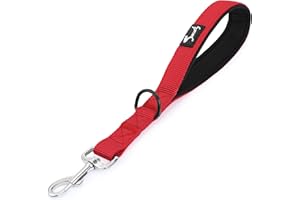 PETTOM Short Dog Lead for Dogs Soft Padded Handle Strong Dog Leads Easy Control Nylon Pet Walking Training Leads Handle (Red M)
