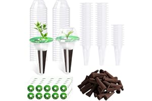 FENYW 200 pcs Spugne per la crescita, kit per sistemi di coltivazione idroponica, 50 pcs spugne allevamento sostitutive, cestino per piante, coperchio isolato, etichette per giardino erbe aromatiche indoor