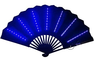 Genikeer Abanico De Mano Con Luz LED, Abanico Plegable Para Festivales, El Ventilador De Mano De Barra Multiusos, Accesorios Para Danza Del Vientre, Escenario, Ba r