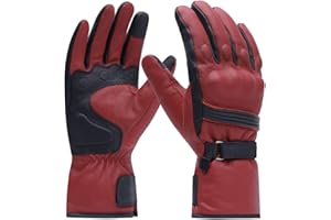 Harssidanzar Gants de Motocyclette d'hiver pour Hommes,écran Tactile en Cuir à Doigts Entiers Doublure Isolante Thermique Mince Gants de Motocyclette étanches KM048EU