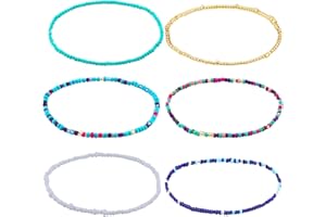 LUTER 6 Pièces Bracelets Cheville Colorés Bijoux Cheville Bracelets Cheville Bohomenian Perle à la Main Colorée Bijoux pour Filles Femmes