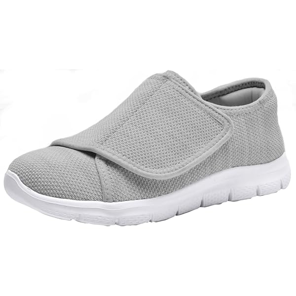 Ortho rest Diabetische schoenen voor dames, met verstelbare sluiting, orthopedische wandelschoenen, oedeem schoenen voor gezwollen voeten, grijs, 42 EU