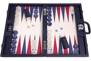 Wycliffe Brothers 21” Tournament Backgammon Set – Blue Case with Vanilla Field - Masters Edition