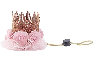 Nishine Chic elástico caqui corona tiara diadema para mascota corona diadema disfraz (rosa)