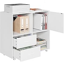 HOMCOM Mobile Portadocumenti Con Ruote - Armadietto 2 Ante, 60x35x65 Cm, Bianco | Per Ufficio E Casa - Foto 9