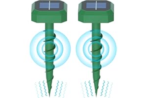 ONLYONES Ultrasonic Mole Repellent, Solar Mole Repeller Outdoor, Quietly Repels Mole, Vole, Gopher, Mole Deterrent for Gardens Orchards Lawn, 2 Pack, Square