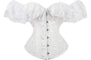 FeMereina Women's Off Shoulder Lace Up Boned Overbust Corset Bustier Lingerie Bodyshaper Tops Waist Wrapped Lingerie Cincher