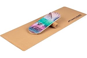 BoarderKING Indoorboard Classic - Tavola di Equilibrio per Surf e Skate Indoor, Tavola Propriocettiva per NeuroMuscular Response Training, incl. Tappetino Protettivo