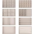 Lot De 8 Tiroirs Rangement Bijoux En Velours Beige - Organisateur Tiroir Plateau Insert Boîte à Bijoux