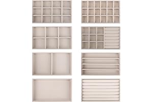 EXLECO 8 tac na biżuterię, aksamitne przechowywanie biżuterii, wyjmowane, szuflady, możliwość układania w stos, zastępcze dla kobiet i dziewcząt, pierścionków, kolczyków, broszki, łańcuszka,