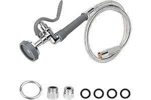 COOLWEST Pre-Rinse Spray Valve with Hose 44 Inch Stainless Hose with Sprayer Nozzle Head Replacement Kit for Commercial Kitchen Sink Faucet