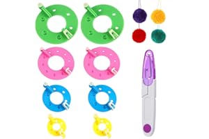 CUTIOLLY Pom Pom Maker,8PCS Kit para Hacer Pompones,Accesorios para Hacer Pompones,kits de fabricación de pompones,Herramientas para Hacer Pompones,Pompón Hacedor Pelusa Herramienta,con 1 Tijeras