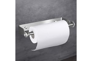 ANHORTS Portarrollos para Papel de Cocina en Pared, Soporte Rollo Debajo del Armario, Acero Inoxidable, Autoadhesivo sin Taladrar, para Guardar Papel Higiénico y Toallas, Plata