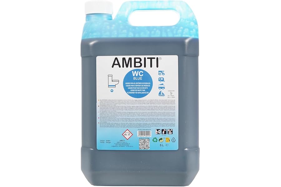 Ambiti | WC Blue | Aditivo para Depósito de Residuos Aguas Negras | Inodoros Portátiles de Autocaravanas, Caravanas y Barcos 