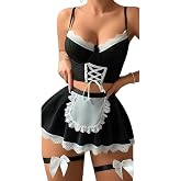 Cooqpoo Black White S/ML/XL Body Skirt Maid Fancy Costume