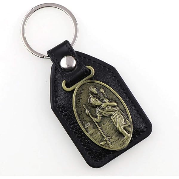 SUMEX Portachiavi (Rettangolare) con San Cristoforo, in Argento, con Anello