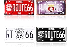 TIE-DailyNec 4Pcs Targa Americana Decorazione da Parete Vintage Targa Auto Route 66 Targa Metallica Vintage per Garage Bar, 15x30cm (opzione 1)