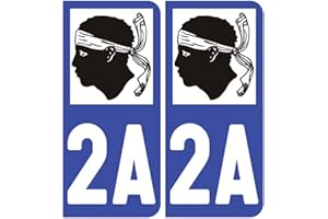 AMBIANCE STICKER Autocollant Sticker Style Masquage Plaque Voiture Immatriculation - License Plate Auto Stickers Département 2A (2 Stickers de 10.2 cm x 4.6 cm)