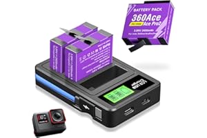 CITYORK Batteria 360 Ace Pro 2400 mAh [2 confezioni] e tre slot per caricabatterie LCD per Insta360 Ace Pro/Ace Pro 2/Insta360 Ace Accessori per fotocamera con display LCD e cavo USB
