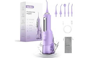Sejoy Irygator dentystyczny, przenośny irygator do jamy ustnej 270 ml USB Akumulator Profesjonalny irygator stomatologiczny IPX7 Wodoodporny Odpowiedni do domu, podróży, biura z 5 trybami 5 dysz