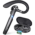 Azonee Bluetooth Headset, Wireless Headset with Microphone, V5.2 Bluetooth Earpiece with 400 mAh Display Charging Case 55H Playtime, ENC Noise Cancelling,Hand-Free Headphones for Trucker, Office
