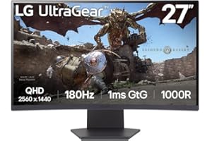 LG Ultragear™ 27GS60QC-B.AEU Ecran PC Gaming 27" - Dalle VA résolution QHD (2560x1440), 1ms 180Hz, HDR 10, sRGB99% (CIE1931), AMD FreeSync, inclinable, réglable en Hauteur