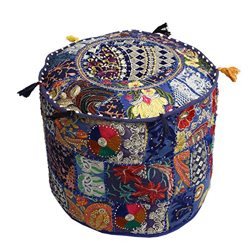 Icrafts India indischen Vintage-osmanischen Pouf, Patchwork osmanischen, Wohnzimmer Patchwork Fuß Hocker Cover, Deko handgefertigt Home Stuhl Abdeckung 35,6 x 55,9 x 55,9 cm violett
