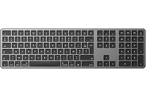 OMOTON Clavier Bluetooth pour Mac, Clavier sans Fil Rechargeable Multi-dispositifs avec 3 Canaux Bluetooth pour Apple Mac Pro/Mini, MacBook Pro/Air, iMac Pro, AZERTY Français, Gris Foncé