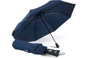 PERLETTI Ombrello Pieghevole Antivento Uomo - Ombrellino Compatto Resistente Ultra Leggero Adulto - Ombrello Apertura e Chiusura Automatica da Viaggio - Diametro 104 cm