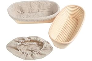 MURMAN Cesta de fermentación para hornear pan, 2 unidades, ovalada, cesta de fermentación para pan, cesta de fermentación de ratán natural, cesta de fermentación para pan, juego de cestas de fermentación