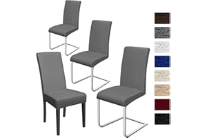BalladHome Fundas para Sillas Pack De 4 Fundas Sillas Comedor Fundas Elásticas, Cubiertas para Sillas,Bielástico Extraíble Funda, Muy Fácil De Limpiar, Duradera (Paquete De 4, Gris Plomo)-O