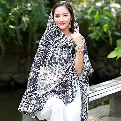 Jhxena Linen Beach Towel Oversized Summer Sunscreen Shawl Beach Blanket,Black Tiger