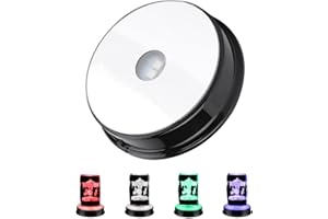 SERLIUM Base per Display a Led, 7 Luci che Cambiano Colore Piatto Elettrico per Cristalli Base Esposizione Foto in Vetro 3D Decorazione per Casa