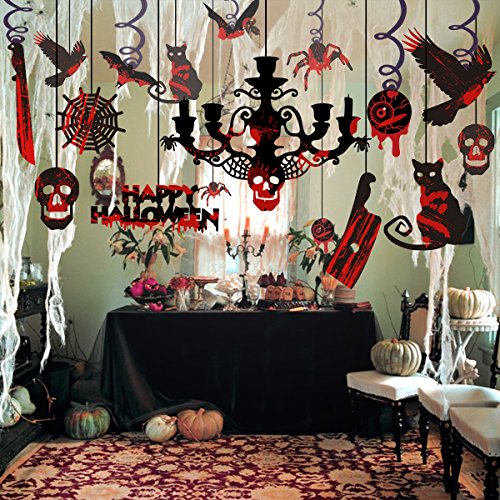 UNOMOR Halloween Hanging Decorations for Ceiling, Scary Ceiling Decoration with Swirls for Party and Haunted House– 17Pcs reviews UNOMOR Halloween Hanging Decorations for Ceiling, Scary Ceiling Decoration with Swirls for Party and Haunted House– 17Pcs