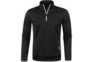 HAOLEI Mens V Neck Jumper Sale Clearance 1/4 Zip Fleece Lined Pullover Regular Fit Autumn Winter Velvet Sweatshirt Sweat Tops UK Size 10-20