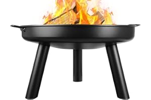 TLSUNNY Braciere da Giardino Ø60cm, Braciere con Manici, Braciere da Terrazza con Attizzatoio, Braciere da Esterno per Giardino, per Riscaldamento da Giardino, Barbecue e Feste