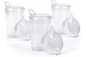 Horn Medical 3er Pack 250ml Erwachsenen Schnabelbecher-/Trinkhilfe-Sets mit je zwei Deckeln (große & kleine Öffnung) pro Set - Farbe wählbar (transparent)