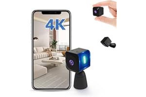 AOBOCAM Cámara Espía 4K Mini WiFi Interior/Exterior - Cámara Espía Oculta con Vision Nocturna/Detección de Movimiento, 2.4GHz, App Móvil (iOS/Android)，Casa/Oficina/Coche (Q18)
