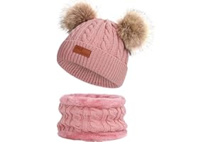 DURINM Bonnet Chaud écharpe Ensemble pour Enfants Bonnet Chapeau Enfant d'hiver Cercle Echarpe Ensemble, Chaud Enfant Bonnet pour Tout-Petits avec Cache-Cou