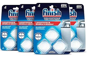 Finish Cura lavastoviglie a Ciclo Pieno, 4 Confezioni da 3 Pastiglie di Cura Lavastoviglie, Additivo per una Lavastoviglie Pulita dai Residui di Grasso e Sporco