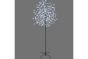 NETTA 6FT LED Cherry Blossom Tree, Pre-Lit 300 Lights, Auto-Off Timer and 8 Lighting Modes, 3M Power Cable, Suitable for Indoor and Outdoor Use - Cool White