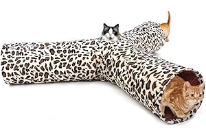 PAWZ Road Túnel para Gato de Leopardo con 3 Vías, Plegable Juguete del Gato Interior (diámetro 25cm)
