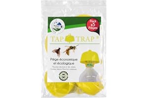 Terra Nostra Piège à Guêpes, Frelons, Mouches des Fruits, Mouches de l’Olivier – Lot de 5 Tap Trap Économiques avec Recettes d’Appâts Incluses