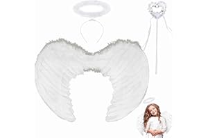 KWHSUN Engelsflügel,60CM Engel Flügel,Engel Kostüm Damen mit Heiligenschein,Schwarz/Weiße Flügel Mädchen,Kostüm Engel,Engels Flügel Kostüm für Cosplay Party Kostüme Deko